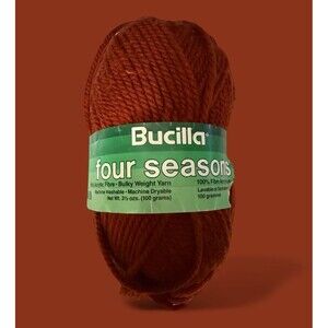 Vintage Bucilla Four Seasons Acrylic Yarn - Rust Brown #104